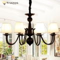 creative fabric modern chandelier for living room lustres home decoration white shade wrought iron iustre