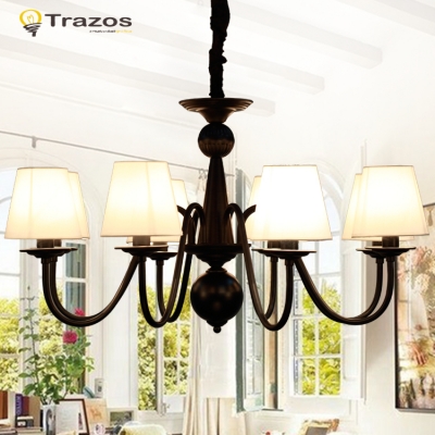 creative fabric modern chandelier for living room lustres home decoration white shade wrought iron iustre [bedroom-2726]