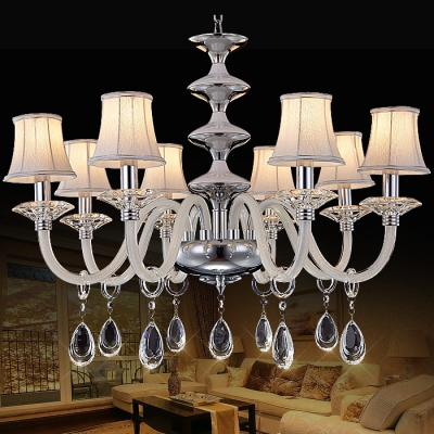 european indoor led chandelier fashionable home light fixture lustre de cristal modernos white shade ceiling chandelier [bedroom-2854]