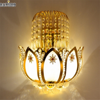 gold crystal led wall sconces lamps for bedroom living room bedside bathroom closet night light modern luxury wall light [wall-lamp-6530]