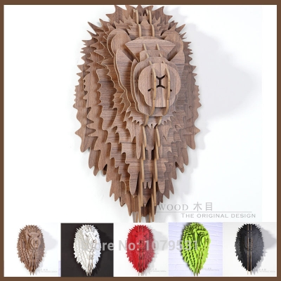 lion head,home decoration,wall art diy wooden craft wall decor wall stickers home decor,christmas decoration,wood animal 9 color [wall-decoration-7648]