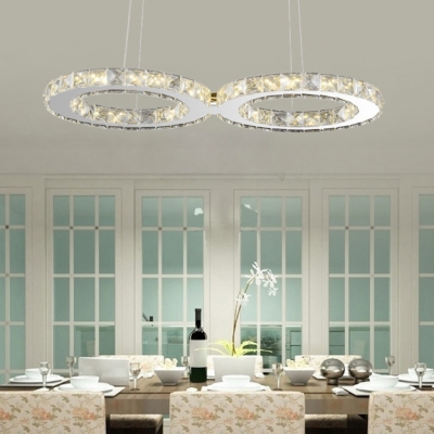 modern led crystal pendant light stainless steel transparent crystal 24w 90-265v pendant lamp for dinning room [pendant-lights-4076]