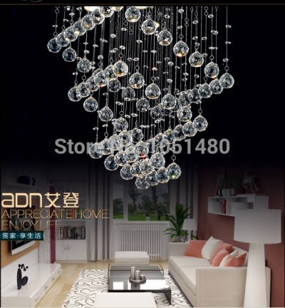 modern string rectangle pendant crystal lamp k9 crystal chandelier living gu10 led luminaire [modern-crystal-chandelier-5191]