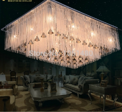 new 2 layers square modern crystal ceiling lamp lustre led lighting l600*w600*h290mm