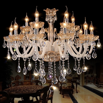 new luxury chandelier lighting hanging cord pendant lamps amber crystal luminaire for living room lustres de sala [crystal-chandelier-2671]