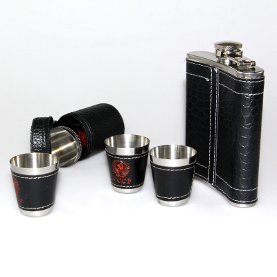 portable stainless steel flagon 7oz hip flask whiskey wine pot alcohol bottle with 4pcs cup outdoor drinkware