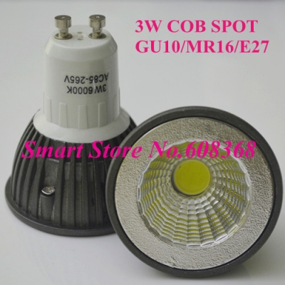 stock 1pc 3w cob gu10 spotlight 3w gu10 led cob bulb 240-270lm,mr16/gu10 [cob-lights-3505]