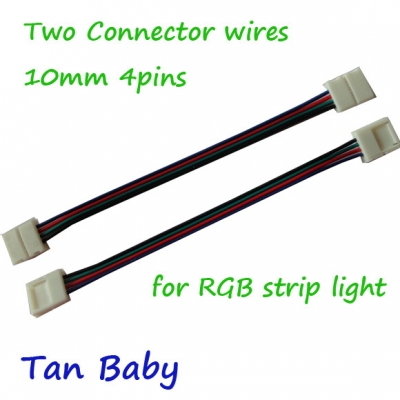 100pcs/lot rgb led strip connector 10mm 4pin connector with cable for rgb 5050 led strip light no need soldering