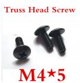 100ps/lot steel with black m4*5 truss head screw