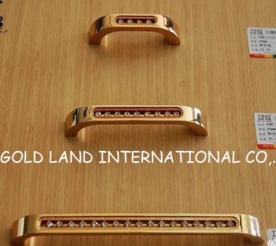160mm Free shipping zinc alloy 24K golden crystal glass bedroom furniture handles/drawer handle