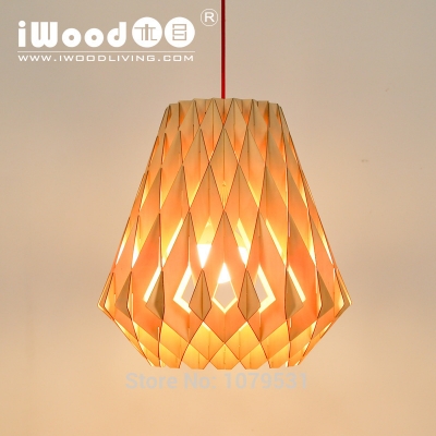 2016 new modern design diy style wooden diamond shape small pendant lights suspension lamps for home decor