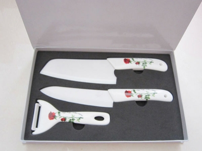 3PCS 6"+ 6.5" Never Rusty Super Sharp Ceramic Knives Gift Set Porcelain Handle Chopper +Utility Knife/slicing Knives +Peeler