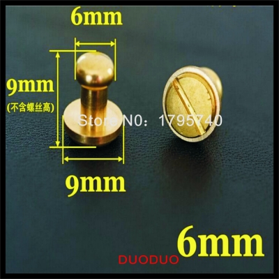 50pcs/lot 6mm stud screw round head solid brass nail leather screw rivet chicago button for diy leather decoration [leather-craft-tool-1929]