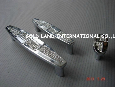 96mm chrome color Free shipping K9 crystal glass door handle drawer kitchen cabinet handle