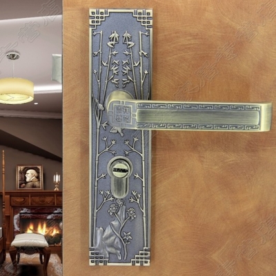 Bamboo Lucky Be promoted step by step ! Antique brass door lock handle room door bathroom door all kinds of wooden door