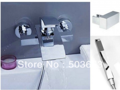 Bathtub Mixer Faucet Chrome Waterfall Tap Wall Mounted With Handle Spray S-583 [Shower Faucet Set 2297|]