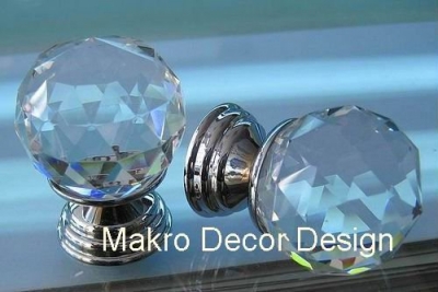 Clear crystal furniture knob\\10pcs lot\\30mm\\brass base\\chrome plated