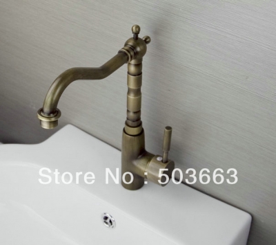 Elegant One Lever Antique brass Finish Kitchen Sink Swivel Faucet Mixer Taps Vanity Brass Faucet L-9023