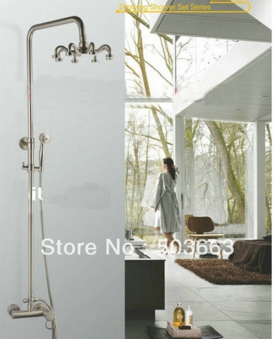 Fashion New style Free Shipping Wall Mounted Rain Shower Faucet Mixer Tap b0018 Antique Brass Bath Shower Set