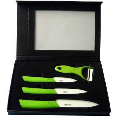 Hot sale! 4pcs set,3"/4"/5" Inch White Blade Ceramic Knife Set +Gift Box,CE FDA certified,Free Shipping