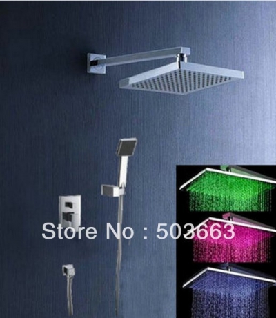 Luxury 8" Square Led Rainfall Shower Head Bathroom Rainfall Shower Faucet Shower Vanity Faucet Contemporary Shower L-3812