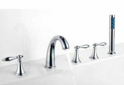 NEW Beautiful 5 piece set Bathroom Tap Chrome Sink Tub Brass Faucet CM0520