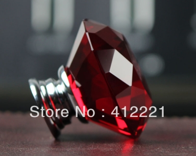 NEW Free shipping 10X40mm red Crystal diamond Cabinet Knob Drawer Pull Handle Kitchen Door Wardrobe Hardware