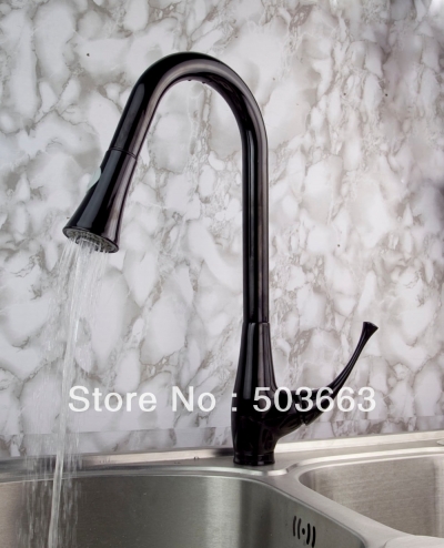 New Classic Oil Rubbed Bronze Deck Mounted Kitchen Pull Out Spray Swivel Sink Faucet Mixer Tap Vanity Cranes S-810