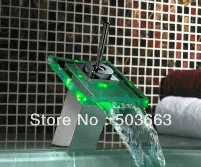 Novel Led Faucet Basin Mixer Tap Chrome 3 Colors Vanity Faucets Brass Faucet Glass Faucet L-255