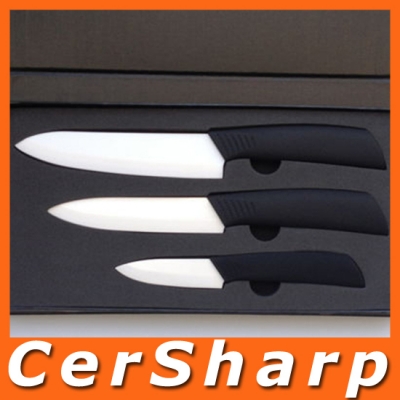 Promotion white sanding ceramic kitchen knife set black ABS handle #S004N