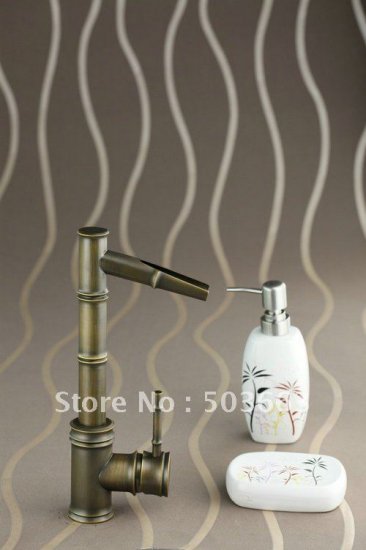 Small Waterfall Beautiful Antique Brass Bathroom Faucet Kitchen Basin Sink Mixer Tap CM0123