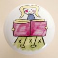 single hole white ceramic knob with reading girl for drawer/wardrobe/shoe cabinet