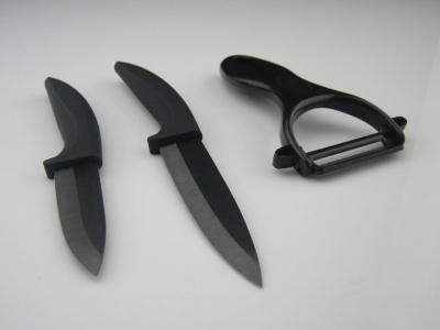 VICTORY 3pcs Set,3" 4" inch Black HandleParing FruitCeramic Knife + Ceramic Peeler Sets,Free Shipping