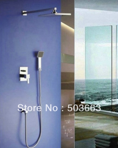 Wholesale 8" Rainfall Wall Mounted + Handheld SPRAY Shower Head Faucet Shower Set S-651