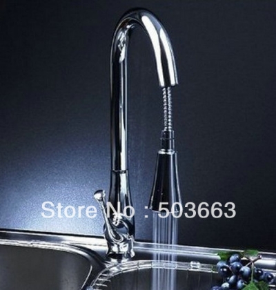 Wholesale New Led Chrome Kitchen Brass Faucet Basin Sink Pull Out Spray Mixer Tap S-734