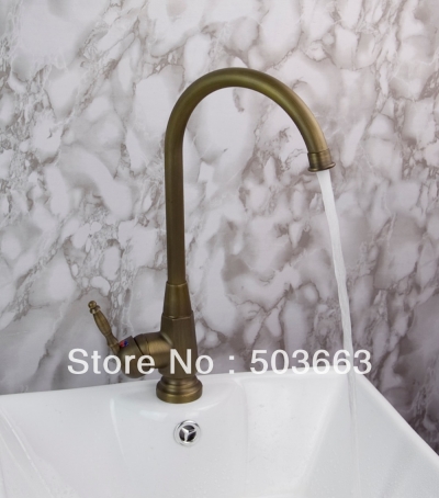 Wholesale Tall 14 Inch One Handle Antique Brass Kitchen Sink Faucet Vanity Faucet Swivel Mixer Tap Crane S-161