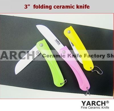 YARCH 3" Fruit Vegetable Folding ceramic knife with gift box Ultra Sharp ceramic knife ,1pcs/lot , CE FDA certified
