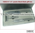 YARCH 4pcs gift set, kitchen accessories with Black Blade Ceramic Knife sets,ceramic knives 4
