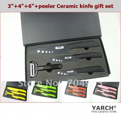 YARCH 5pcs gift set ,3"+4"+ 6"+peeler + gift box , 5 colors select,Ceramic Knife sets,kitchen ceramic knives,CE FDA certified
