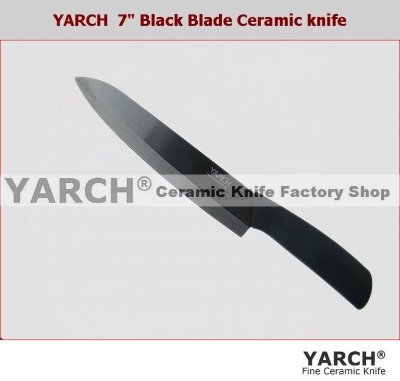 YARCH 7" Black blade Ceramic Knife with retail box ,1pcs/lot, chef knife, no Scabbard CE FDA certified