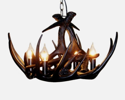 artistic antler featured chandelier with 4 lights antique american retro rustic chandelier [pendant-lights-6016]