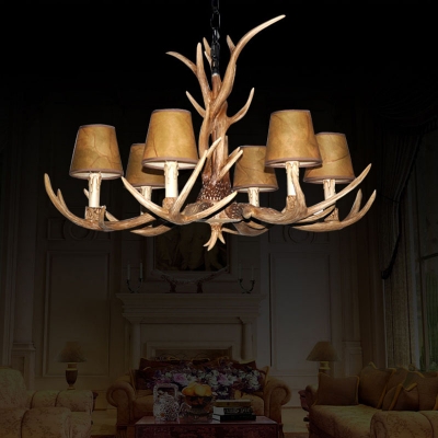 countryside 6 heads chandelier for home lighting indoor christmas lamp pendentes e lustres antlers wooden pendant chandelier [wooden-lights-7444]