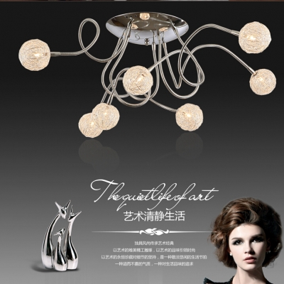 modern luxurious aluminium wire ball indoor light chandelier 7 lights + [modern-chandelier-5831]