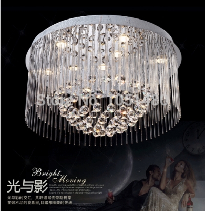 modern round ceiling chandelier crystal home lighting with luxury crystal ball dia80*h42cm