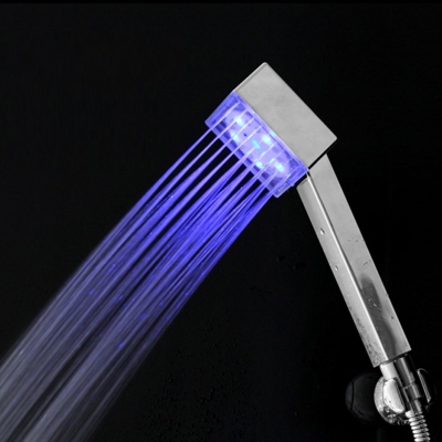 new arrival led shower head rgb water temperature control 3 color changing romantic bathroom led square shower head [bathroom-shower-head-4306]