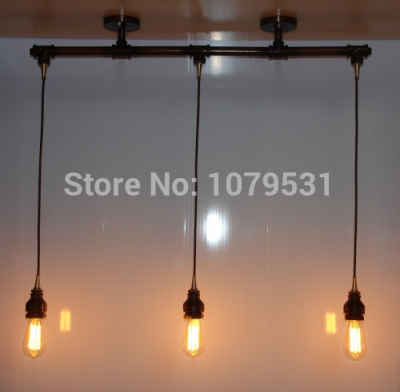 vintage loft chandelier 3 light industrial water pipe tube edison bulbs pendant lamp for dining,bar [loft-lights-7488]