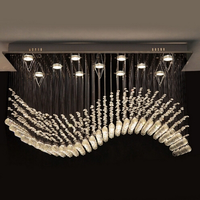 wave flush mount crystal chandelier of living room lighting led crystal light gu10 luminare [modern-crystal-chandelier-5230]