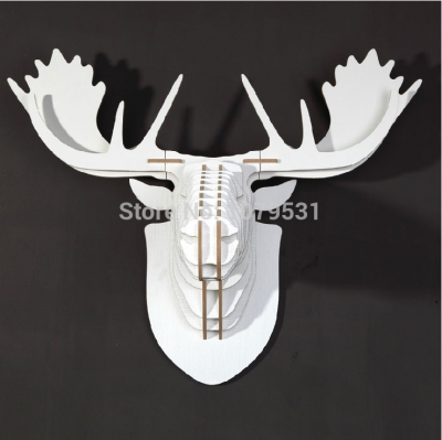 [white]europe style diy wooden reindeer head ornament,wall decor,wood wall hangings,wooden moose head home decor [wall-decoration-7637]