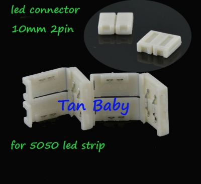 100pcs/lot 10mm 2pin led connector for 5050 led strip light no need soldering easy connector [led-strip-connector-3717]