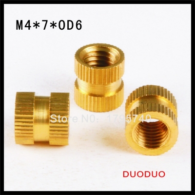 100pcs m4 x 7mm x od 6mm injection molding brass knurled thread inserts nuts [injection-molding-brass-knurled-thread-nuts-1705]